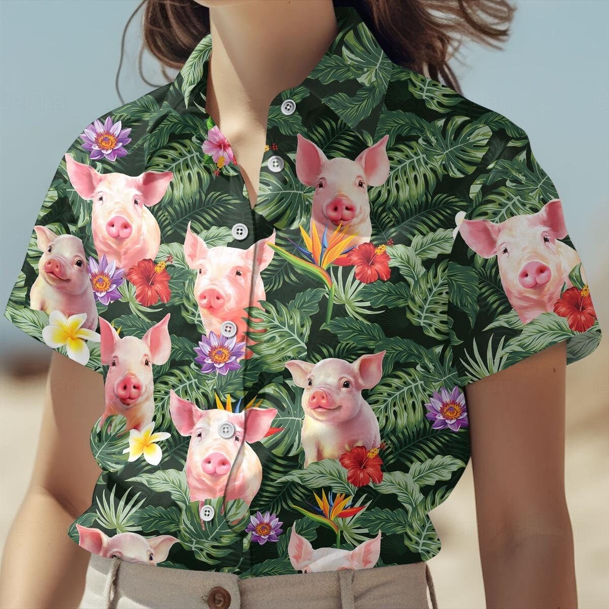 【U LAN】Control Painting Over Pig Short Sleeve U LAN】Control Painting Over Pig Short Sleeve Prints Pair