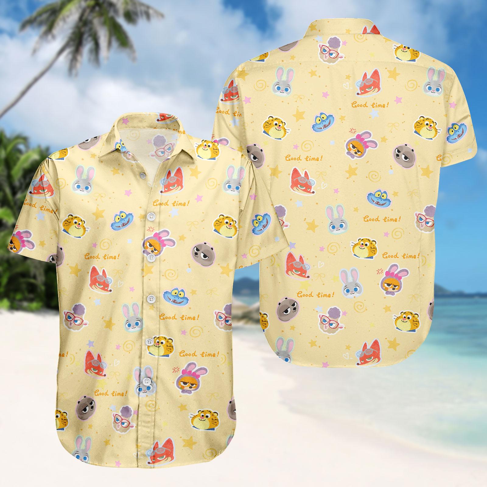 Discover Zootopia Hawaii Shirt, Disney Button Shirt, Zootopia Men Shorts, Nick Judy Matching Set, Disney Vacation Outfit, Swimwear, Disneyland Gift