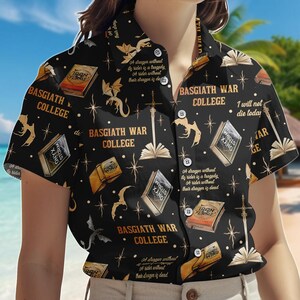 Dragon Wing Hawaiian Shirt, Basgiath War College Button Shirt, 4th Wing Men Shorts, Vacation Matching Outfit, Gift For Him
