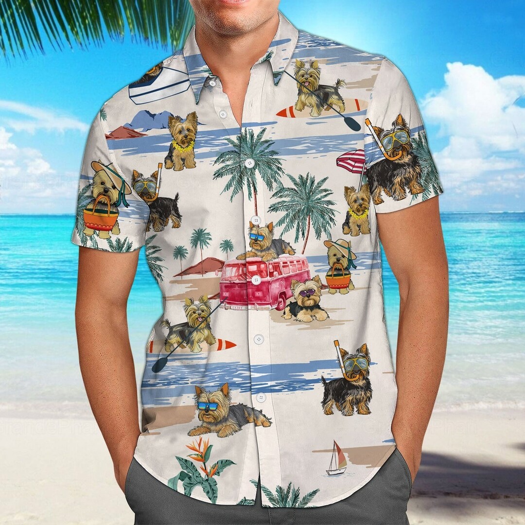 Yorkie Dog Shirt, Yorkshire Hawaiian Shirt, Yorkshire 3D All Over Print