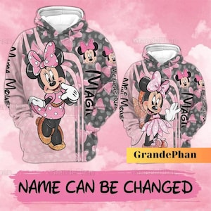 Personalized Minnie Mouse Hoodie, Disney Cartoon Unisex Hoodie, Minnie And Mickey, Custom Disney Minnie Sweatshirt, Trendy Hoodie
