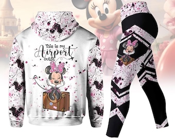 Disney Minnie Damen Hoodie Leggings, Minnie Yogahose, personalisierter Hoodie, Micky Maus Shirt, Disney Frauen Shirt