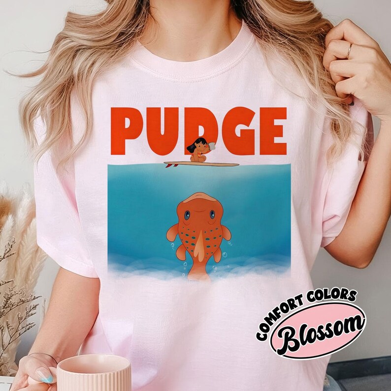 Lilo and Pudge Comfort Colors Shirt, Lilo & Stitch Shirt, Disney Stitch Tee, Cute Disney Surf Graphic T-Shirt, Disneyland Outfit Gift