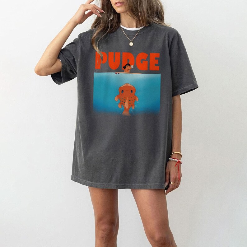 Lilo and Pudge Comfort Colors Shirt, Lilo & Stitch Shirt, Disney Stitch Tee, Cute Disney Surf Graphic T-Shirt, Disneyland Outfit Gift