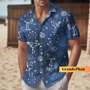 Flamingo Hawaiian Shirt, Flamingo Summer Shirt, Flamingo Button Shirt, Flamingo Beach Shirt, Aloha Shirt, Flamingo Shirt For Women Men