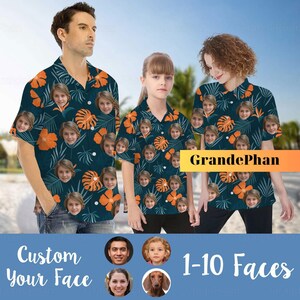 Custom Face Tropical Floral Hawaii Shirt, Custom Face Hawaiian Shirt For Man Woman, Custom Unisex Shirt, Family Travel Shirt
