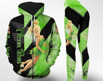 Legging com capuz de fada da Sininho, moletom com capuz personalizado da Sininho, camiseta da princesa Disney World, Peter Pan Wendy, camiseta do Capitão Gancho