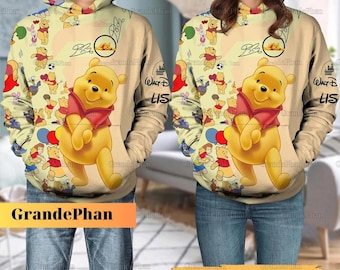 Sudadera con capucha de Disney Pooh, camiseta con estampado 3D de Pooh, sudadera de Winnie the Pooh, sudadera con capucha de oso Pooh, sudadera con capucha personalizada