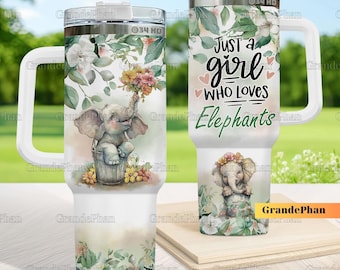 Kubek Elephant, Kubek Elephant 40oz, Kubek 40 Oz z uchwytem, Kubek ze stali nierdzewnej, Prezent dla słonia, Prezent dla miłośnika zwierząt