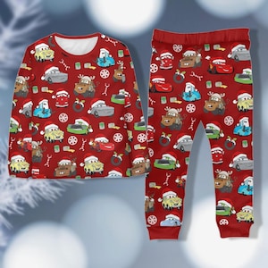 Pigiama natalizio Disney Cars, Saetta McQueen, Cricchetto Doc Hudson, Sally, pigiama natalizio, pigiama a maniche lunghe Cars