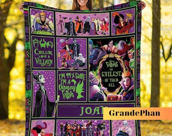 Evil Queen Maleficent Ursula Blanket, Disney Villains Blanket, Disney Villain Travel Blanket, Magic Kingdom, Custom Name Blanket
