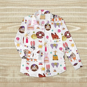 Zootopia Blouse Shirt, Nick Wilde Button Shirt, Judy Hopps Blouse Top, Disney Trip Women Outfit, Cute Disney Shirt, Gift for Zootopia F