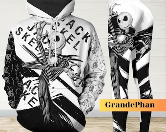 Halloween Jack Skellington Hoodie, Nightmare Christmas, Yoga Workout Gym Leggings, Halloween Movie Hoodie, Disney Women Shirt