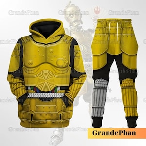 Halloween Star Wars C-3po kostium Cosplay 3D bluza z kapturem, spodnie dresowe C-3po robot, kostium Bb8, Galaxy Edge Baby Yoda koszula, cukierek albo psikus
