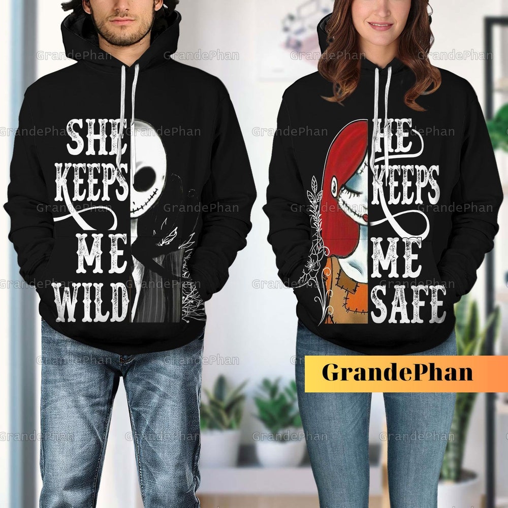 Jack And Sally Couples Hoodies, Jack Skellington Hooodie, Jack Love Sally, Disney Halloween Hoodie, Nightmare Before Christmas Hoodie
