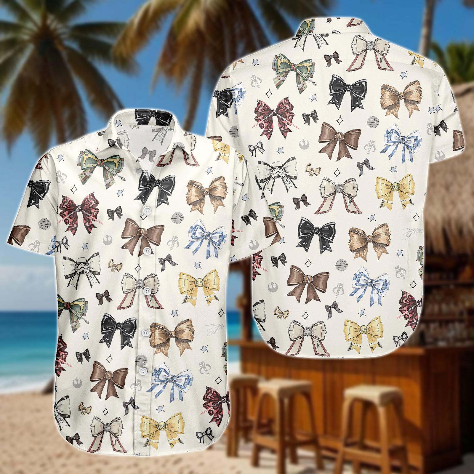 Discover Star Wars Hawaiian Shirt, Bow Pattern Button Shirt, Darth Vader Men Shorts, Beach Outfit, Gift For Fans