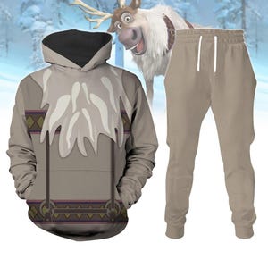 Halloween Gefrorenes Sven Kostüm 3D Hoodie Jogger, Disney Jogginghose, Gefrorenes Olaf Shirt, Gefrorenes Elsa Anna T-Shirt, Kostüm Für Herren Damen