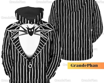 Disfraz de Jack Skellington con capucha 3D para Halloween, camiseta de Disney para Halloween, cosplay de película de terror, truco o trato, disfraz de Halloween