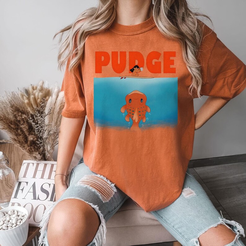 Lilo and Pudge Comfort Colors Shirt, Lilo & Stitch Shirt, Disney Stitch Tee, Cute Disney Surf Graphic T-Shirt, Disneyland Outfit Gift