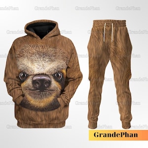 Halloween Sloth Animal Cosplay 3D Hoodie, Sloth Costume Adult, Animal Costume T Shirt, Sweatpants Women, Halloween All Over Print Tee