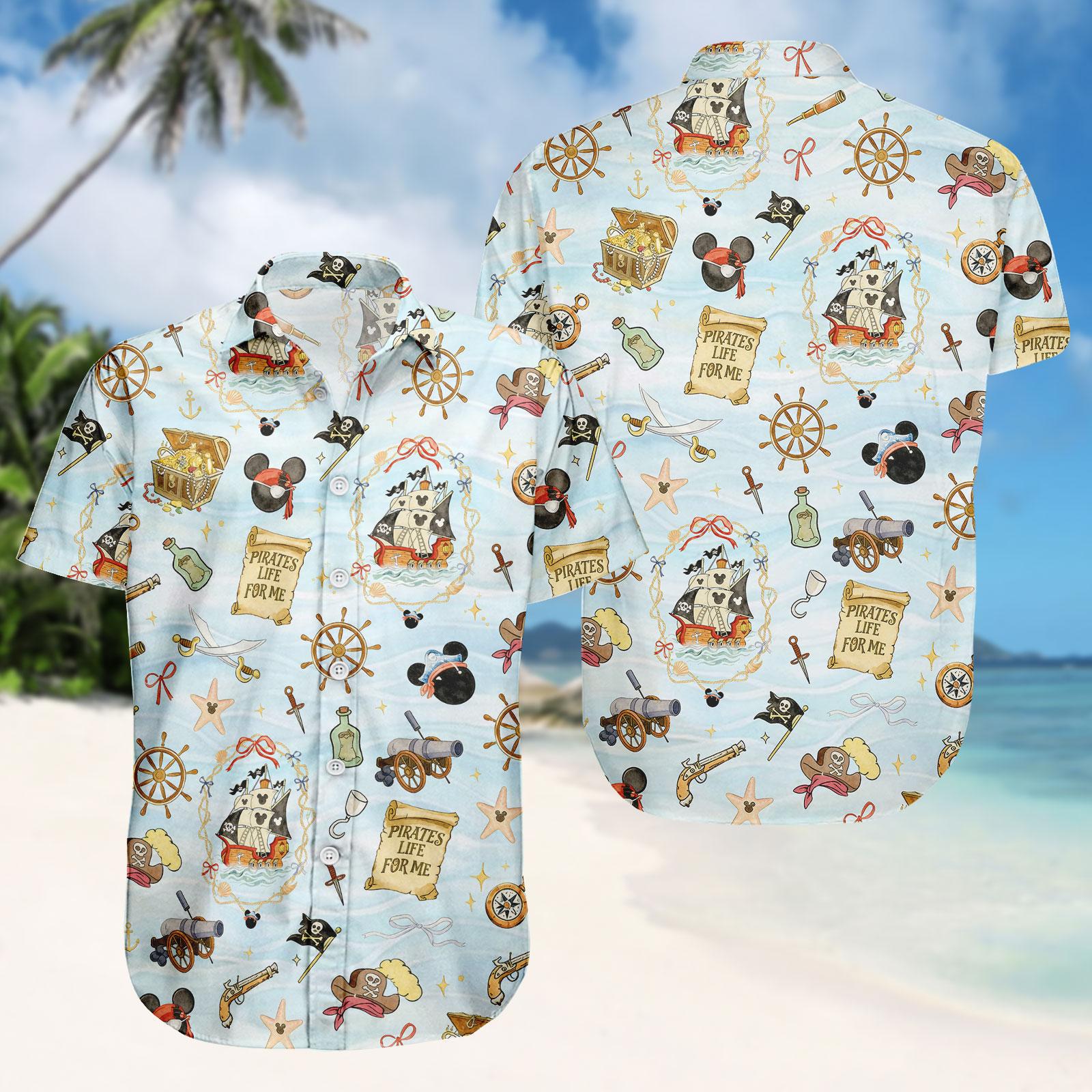 Discover Disney Cruise Hawaiian Shirt, Mickey Pirate Theme Button Shirt, Magic Kingdom Men Shorts, Disney Cruise Shirt, Gift For Disney Fans