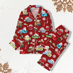 Pigiama natalizio Disney Cars, McQueen, Mater, Doc, Sally, Luigi, Guido, Natale Disney Cars, Pigiama natalizio per tutta la famiglia