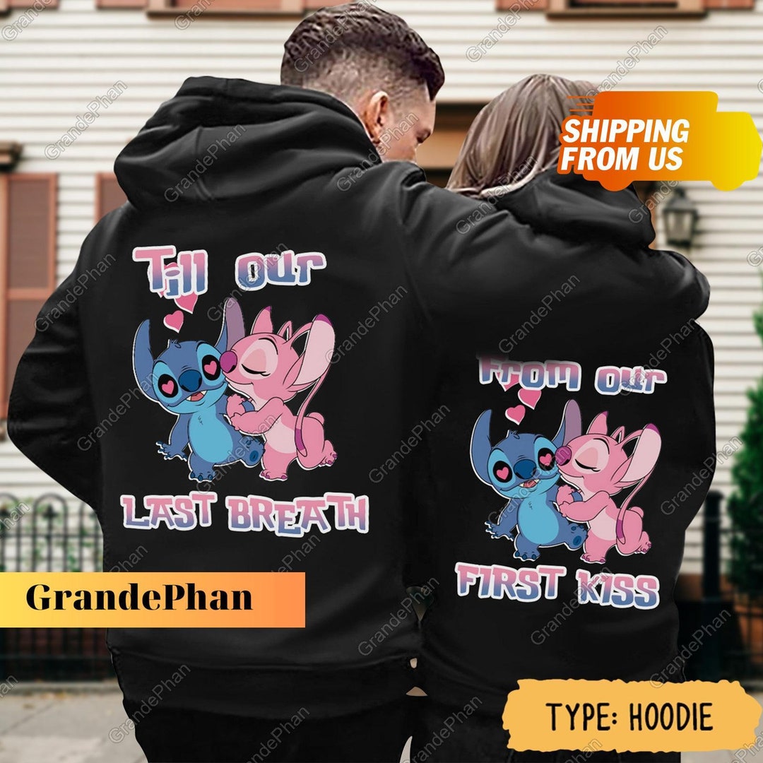 Stitch and Angel Hoodie, His and Hers Hoodie, Matching Couple Hoodies