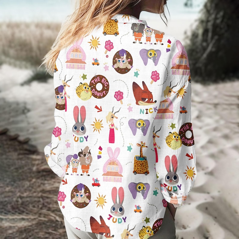 Zootopia Blouse Shirt, Nick Wilde Button Shirt, Judy Hopps Blouse Top, Disney Trip Women Outfit, Cute Disney Shirt, Gift for Zootopia F