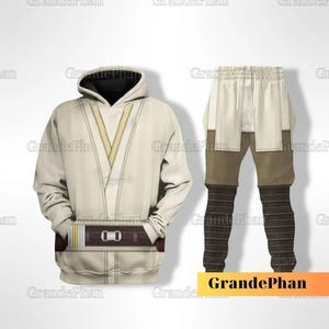 Disfraz de Qui-Gon Jinn de Star Wars para Halloween, sudadera con capucha 3D, pantalones de Star Wars, camiseta de Disney Star Wars, camiseta con estampado completo de Halloween