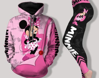 Disney Minnie Hoodie Legging, Minnie 3D All Over Print Tee, Minnie Mouse Women Hoodie, Minnie Women Yoga Pants, Disney Besties Gift