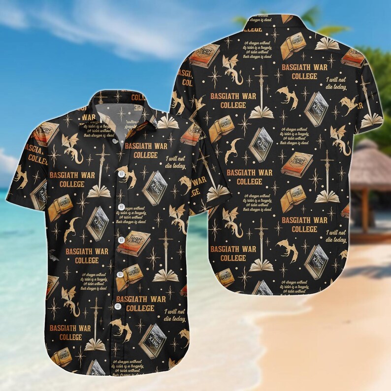 Dragon Wing Hawaiian Shirt, Basgiath War College Button Shirt, 4th Wing Men Shorts, Vacation Matching Outfit, Gift For Him
