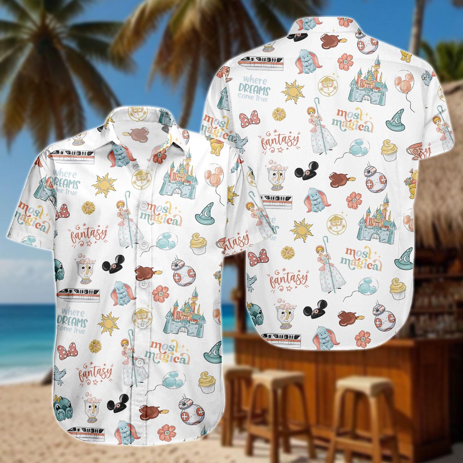 Discover Fantasy Hawaiian Shirt, Cartoon Button Shirt, Cartoon Men Shorts, Hawaii Outfit, Gift For Fans