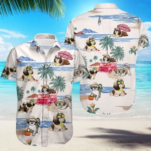 Shih Tzu Shirt, Shih Tzu Hawaiian Shirt, Hawaiian Dog Shirt, Shih Tzu Mom Gifts, Bachelor Party Shirt, Shih Tzu Summer Shirt