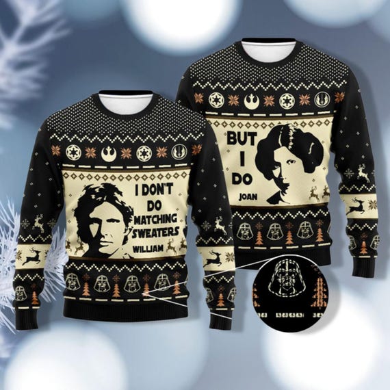 Han and Leia Christmas Ugly Sweater Disney His and Her Sweater Star Wars Wedding Shirt I Love You I Know Star Wars Couple Sweater Etsy