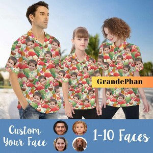 Flamingo Tropical Hawaii Shirt Custom Face, Custom Hawaiian Shirts For Men Women Kid, Photo Hawaiian Shirt, Hawaiian Family Travel