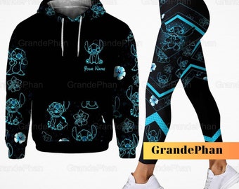 Stitch Ohana Means Family Hoodie Leggings, Benutzerdefinierter Name Stitch Sweatshirt, Disneyland Trip Shirt, Stitch Leggings Frauen, Stitch Shirts
