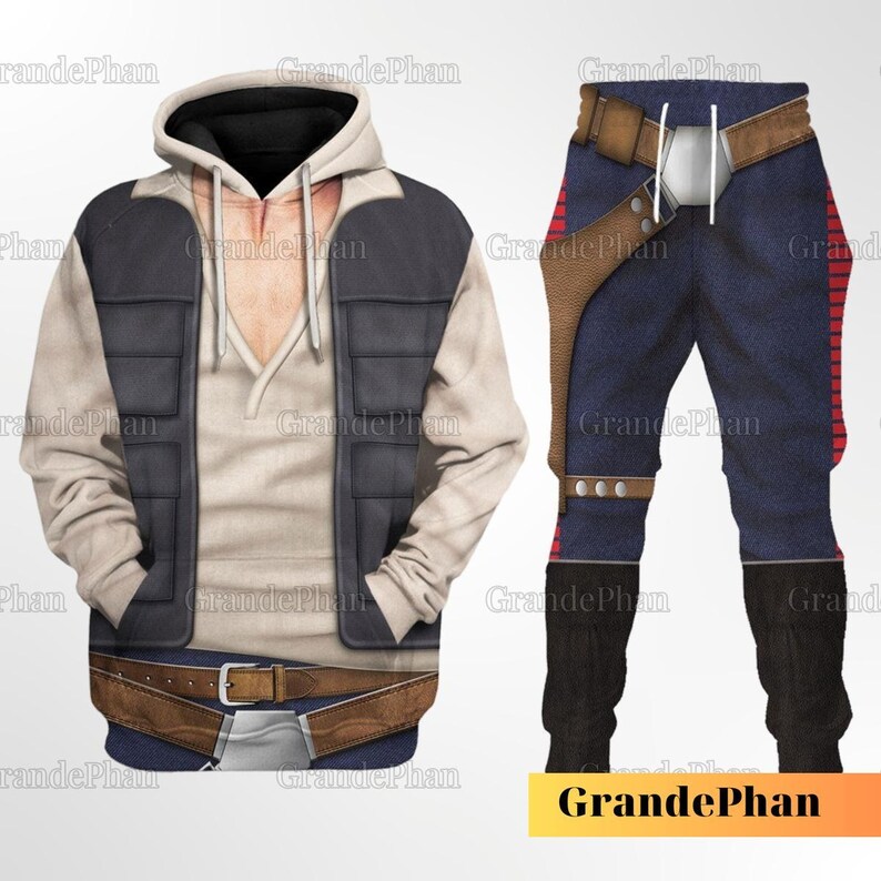 Han Solo Cosplay Costume 3D Hoodie, Star Wars Han Leia Costume T Shirt