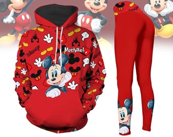 Leggings con cappuccio di Topolino, felpa di Topolino, maglietta con stampa 3D di Topolino, maglietta per ragazze Disney, felpa con cappuccio personalizzata, pantaloni da donna