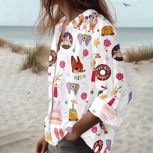 Zootopia Blouse Shirt, Nick Wilde Button Shirt, Judy Hopps Blouse Top, Disney Trip Women Outfit, Cute Disney Shirt, Gift for Zootopia F