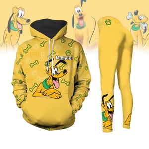 Sudadera con capucha y leggings de Pluto, camiseta personalizada de Pluto, camiseta de Mickey y sus amigos, Walt Disney World, camiseta Disney para mujer, regalo para mamá