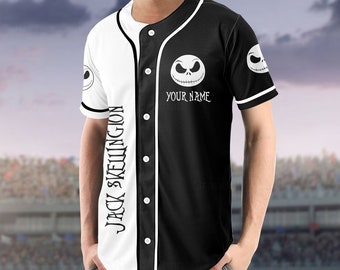 Jack Skellington Jersey, Skellington Shirt, Skellington Jersey Shirt, Horror Movie Shirt, Custom Baseball Jersey