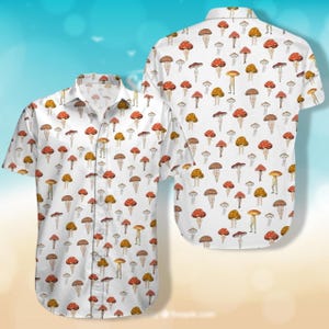 Pilz Sexy Knopf Shirt, Pilz Frauen Hawaii Hemd, Natur Shirt, botanische Shirt, Pilz Button Up Shirt, Geschenk für Gärtner