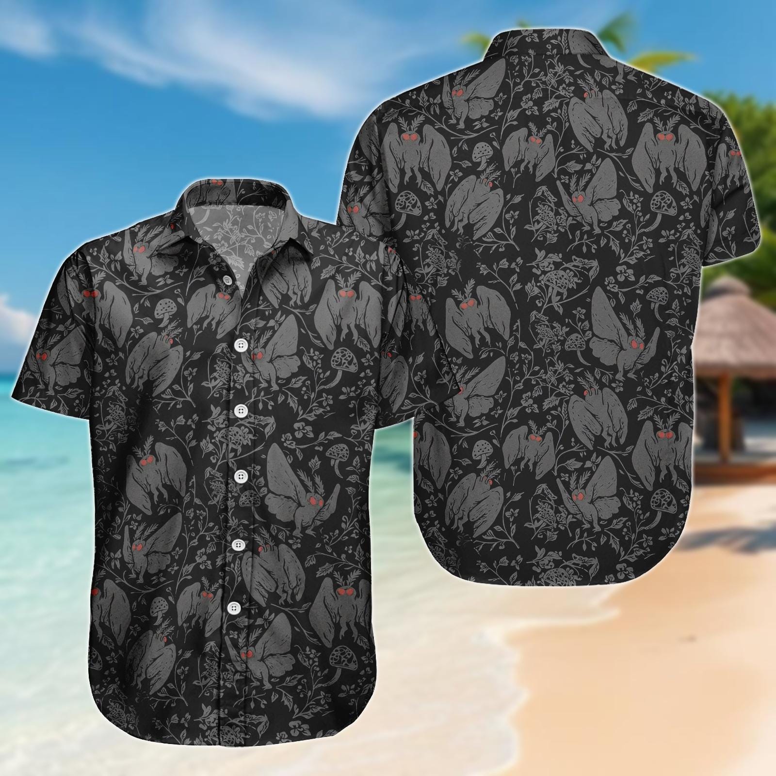 Discover Moth Design Hawaiian Shirt, Insect Button Shirt, Nature Men Shorts, Beach Outfit, Gift For Him