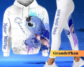 Sudadera con capucha "Ohana significa familia" de Stitch, conjunto de leggings con capucha de Stitch, sudadera con capucha personalizada de Stitch, camiseta de Stitch Lilo, sudadera con capucha personalizada de Disney