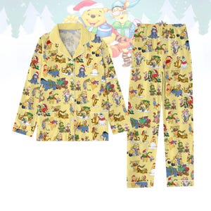 くまのプーさん クリスマス パジャマ セット、プーさん パジャマ パンツ、ディズニー ファミリー パジャマ セット、ディズニー クリスマス パーティー、プーさん ピグレット イーヨー シャツ