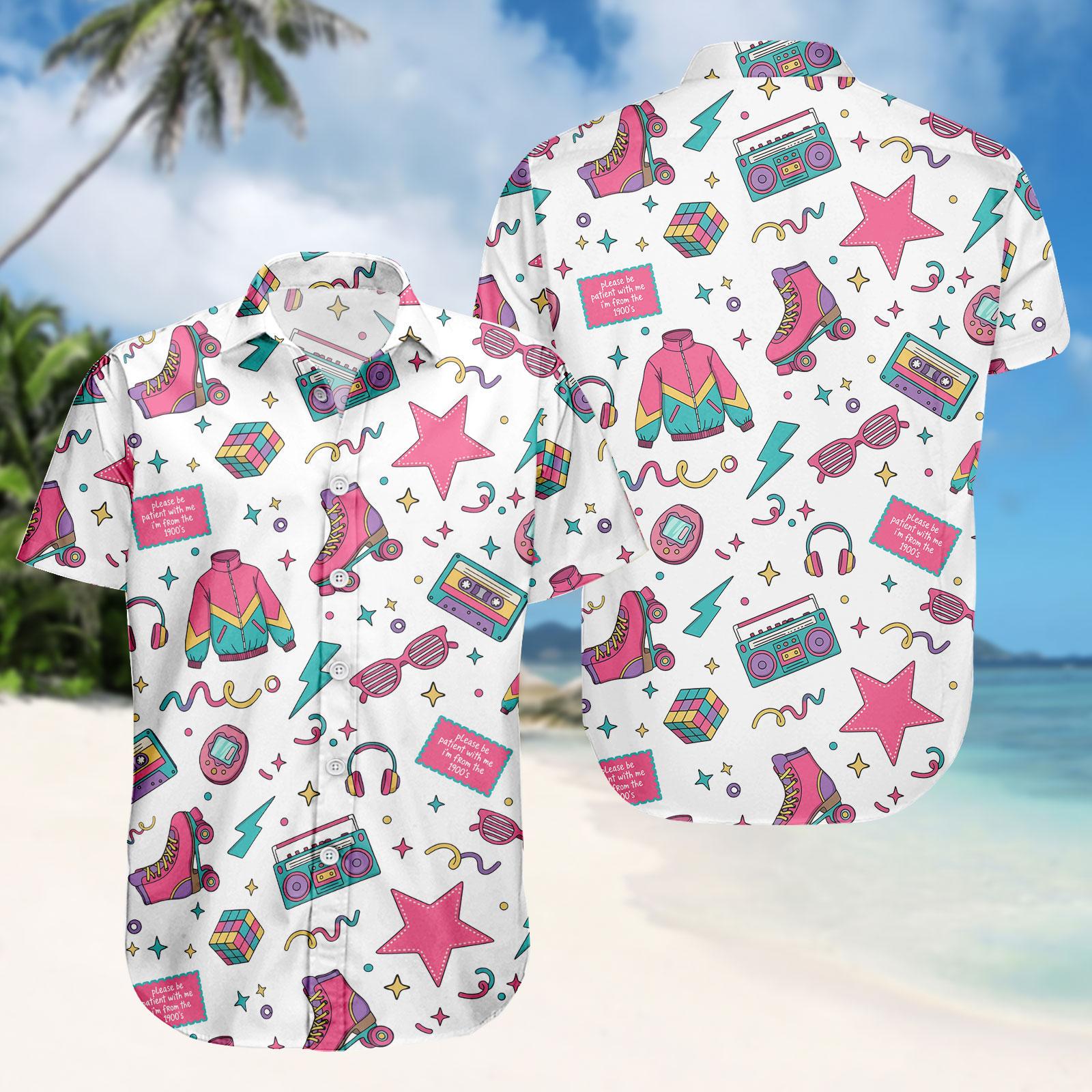 Discover Memphis Pop Art Hawaiian Shirt, 80s Theme Button Shirt, 80s Men Shorts, Beach Outfit, Party Hawaii Shirt, Gift For Him