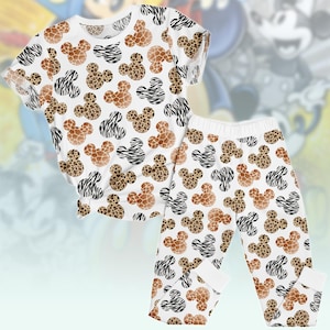 Mickey Print Shirt & Pants PJs, Disney Safari Matching Pajamas, Mickey Jungle Pyjama Set, Family Sleepwear, Gift for Mickey Fan