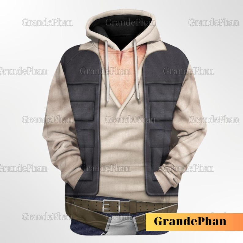 Han Solo Cosplay Costume 3D Hoodie, Star Wars Han Leia Costume T Shirt