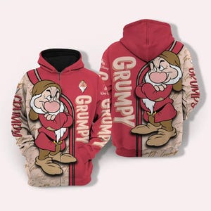 3D-hoody knorrige dwerg, Disney-dwergt-shirt, sneeuwwitje trui, zeven dwergen, T-shirt Disney Princess, volledig bedrukt shirt