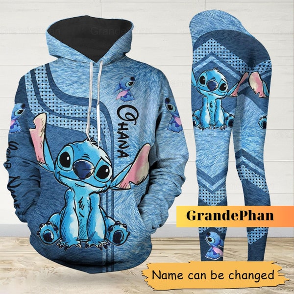 Stitch Ohana sudadera con capucha Legging, camiseta de puntada personalizada, sudadera de puntada para mujeres, sudadera con capucha de Disneyland, sudaderas con capucha para mujeres, sudadera con capucha de puntada